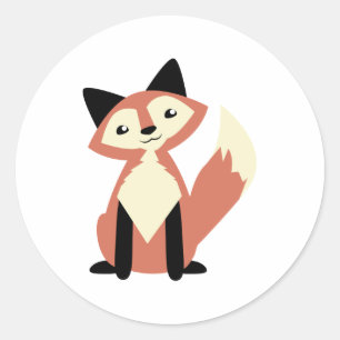 かわいいヘッド傾きのキツネ ラウンドシール