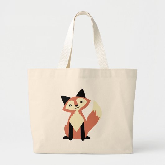 かわいいヘッド傾きのキツネ ラージトートバッグ (正面)