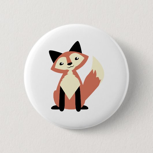 かわいいヘッド傾きのキツネ 缶バッジ (正面)