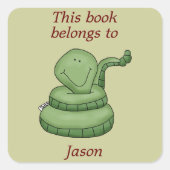 かわいいヘビこの本は蔵書票シールに属する スクエアシール (正面)