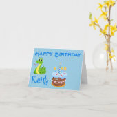 かわいいヘビハッピーバースデーカード カード (黄色い花)