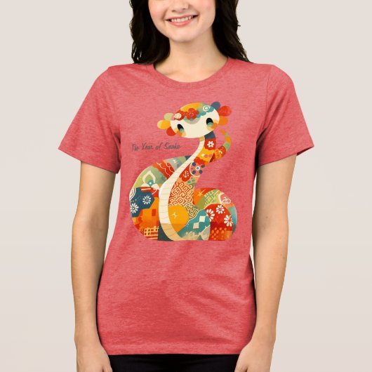 かわいいヘビ中国旧正月2025 トライブレンドTシャツ (正面)