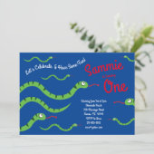 かわいいヘビ爬虫類キッド1歳の誕生日パーティー 招待状 (スタンド正面)