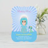 かわいいヘブンリープリンセスとキティキャット7誕生日 招待状 (スタンド正面)