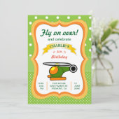 かわいいヘリコプターの子供の誕生日パーティー招待状 招待状 (スタンド正面)