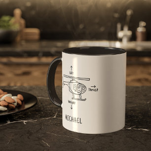 かわいいヘリコプターイラストレーションパーソナライズされたコーヒーM マグカップ