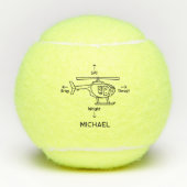 かわいいヘリコプターイラストレーション パーソナライズされた テニスボール (正面)