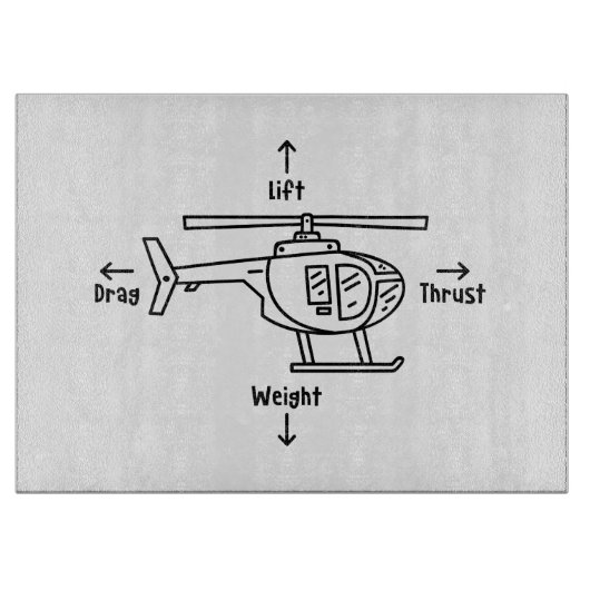 かわいいヘリコプターフォーフォースイラストレーション カッティングボード (正面)