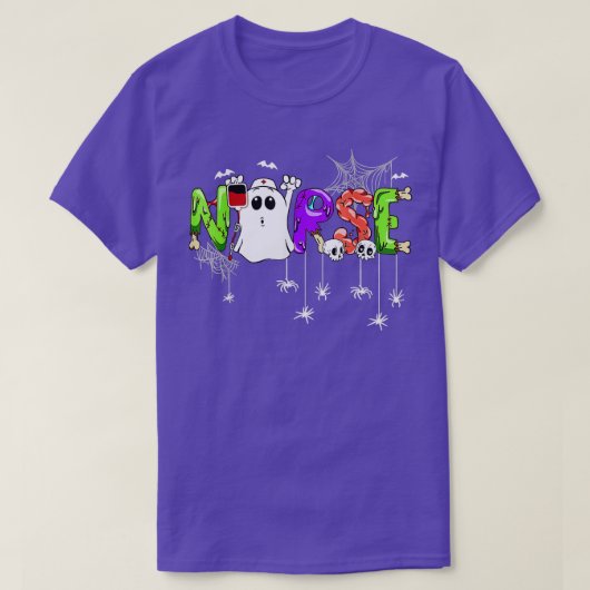 かわいいヘルスワーカーナースハロウィーンパターンハロー Tシャツ (デザイン正面)