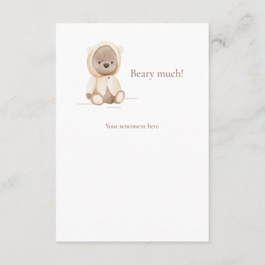 かわいいベアーウォーター色シンプルの赤ちゃんシャワー サンキューカード (裏面)