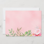 かわいいベアーウォーター色赤面ピンクフローラベビーシャワー 招待状 (裏面)