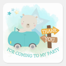 かわいいベアーカーサンキュートイドラー誕生日 スクエアシール