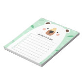 かわいいベアーグリーン行うにはリスト子供のイラストレーション ノートパッド (回転)