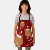 かわいいベアーサンタバーガンディメリークリスマスエプロン エプロン (インサイチュ)