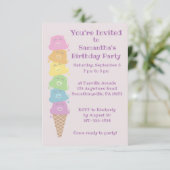 かわいいベアーズアイスクリームコーンガールズバースデーパーティー 招待状 (スタンド正面)