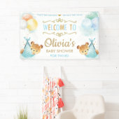 かわいいベアーツツインズボーイズシャワー歓迎の背景 横断幕 (インサイチュ)