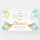 かわいいベアーツツインズボーイズシャワー歓迎の背景 横断幕 (横)