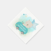 かわいいベアードライビングカーボーイズ誕生日パーティー スタンダードカクテルナプキン (角)