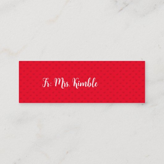 かわいいベアーバレンタインデーのギフトラベル（1x3インチ） スキニー名刺 (裏面)