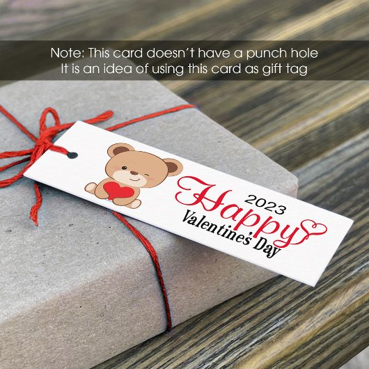 かわいいベアーバレンタインデーのギフトラベル（1x3インチ） スキニー名刺