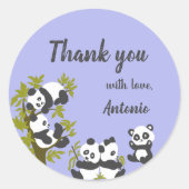 かわいいベアーパンダパーティー少年誕生日ギフトありがとう ラウンドシール (正面)
