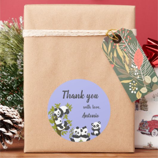 かわいいベアーパンダパーティー少年誕生日ギフトありがとう ラウンドシール (クリスマス)