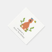 かわいいベアービーの誕生日パーティー スタンダードカクテルナプキン (角)