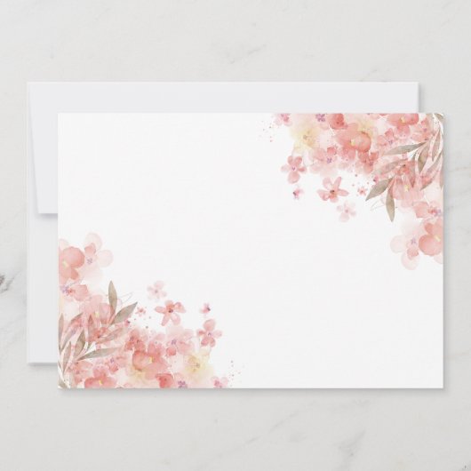 かわいいベアーピンクフローラバルーンガールベビーシャワー 招待状 (裏面)