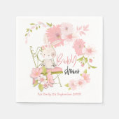 かわいいベアーピンク花模様ガールベビーシャワー スタンダードカクテルナプキン (正面)