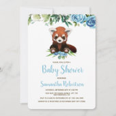 かわいいベアーブルーフローラ緑の男の子ベイビーシャワー 招待状 (正面)