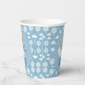 かわいいベアーブルー飛行機タイムフライ一つの誕生日 紙コップ (右)