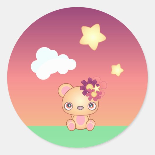 かわいいベア ラウンドシール (正面)