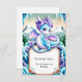 かわいいベイビーアイスドラゴンの誕生日 サンキューカード (正面/裏面)