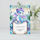 かわいいベイビーアイスドラゴン誕生日 サンキューカード (スタンド正面)