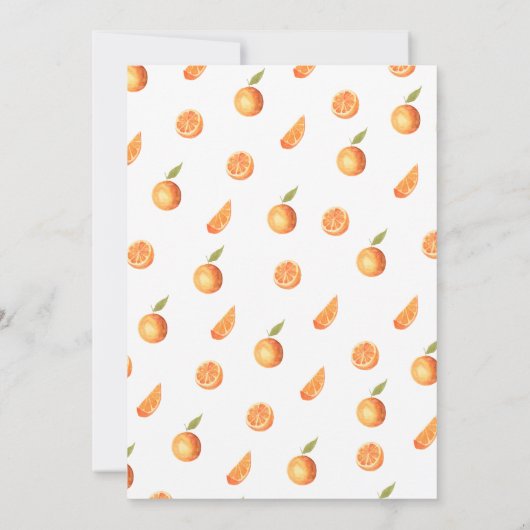 かわいいベイビーシャワーテーブルナンバー オレンジ 招待状 (裏面)