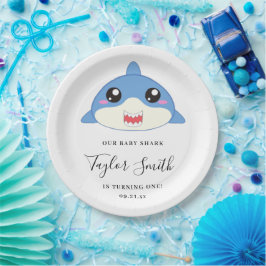 かわいいベイビーシャークの誕生日パーティーの招待状 ペーパープレート