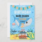 かわいいベイビーシャークの誕生日パーティー招待状 招待状 (正面)