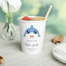 かわいいベイビーシャークの誕生日パーティー 紙コップ
