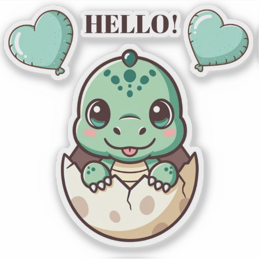 かわいいベイビードラゴン ステッカー – Hello Dragon Hatching f シール (正面)