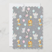 かわいいベイビーパーティーアニマルズ キッズ バースデーパーティー 招待状 (裏面)