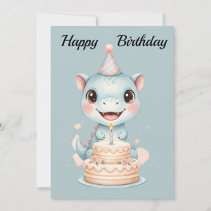 かわいいベイビーブルーの恐竜の誕生日カード シーズンカード