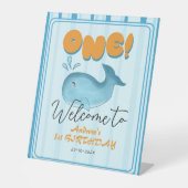 かわいいベイビーブルーイルカ1歳お誕生日おめでとう 台座サイン (正面)