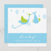 かわいいベイビーブルー 「男の子だよ」ベビーシャワー 招待状 (正面/裏面)