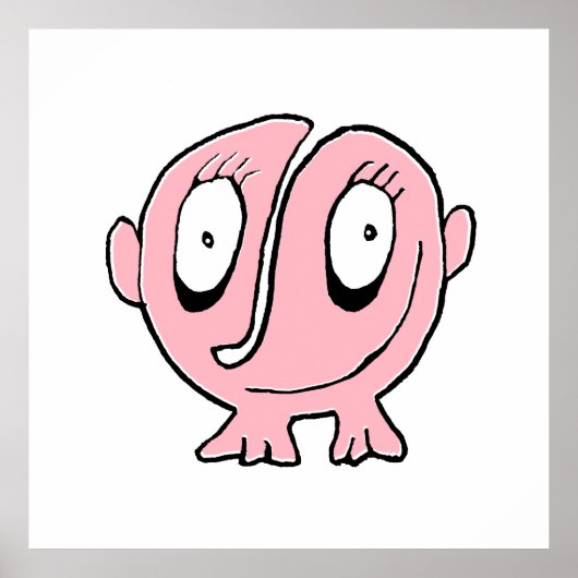 かわいいベイビーモンスターの漫画の絵　この愛らしい小さな ポスター (正面)