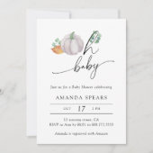 かわいいベイビー、パンプキンオータムベイビーシャワー 招待状 (正面)