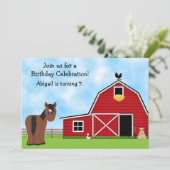 かわいいベイホースとレッドバーンガールズバースデーパーティー 招待状 (スタンド正面)