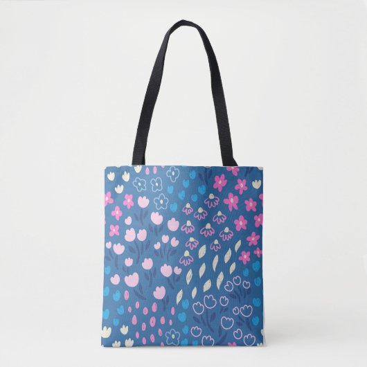 かわいいベクター花柄シームレス パターン トートバッグ (正面)