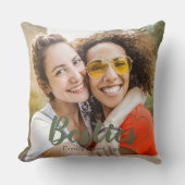 かわいいベスティーズセージ緑のハートと名前 クッション (正面)