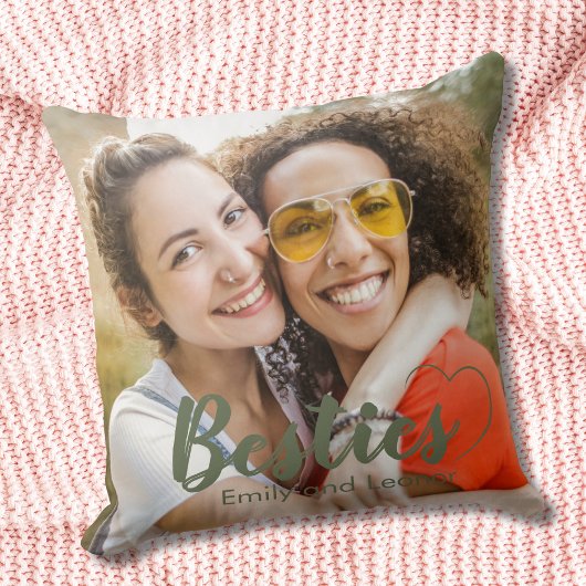 かわいいベスティーズセージ緑のハートと名前 クッション