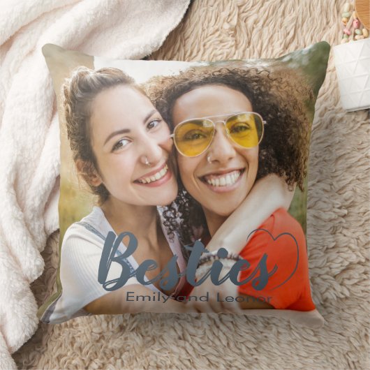 かわいいベスティーズ埃っぽいブルーのハートと名前 クッション (ブランケット)